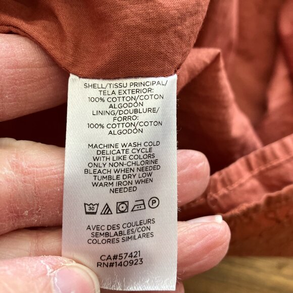 LOFT A-line dress with short puffed sleeves and square neckline Rust sz xsmall - Picture 5 of 5